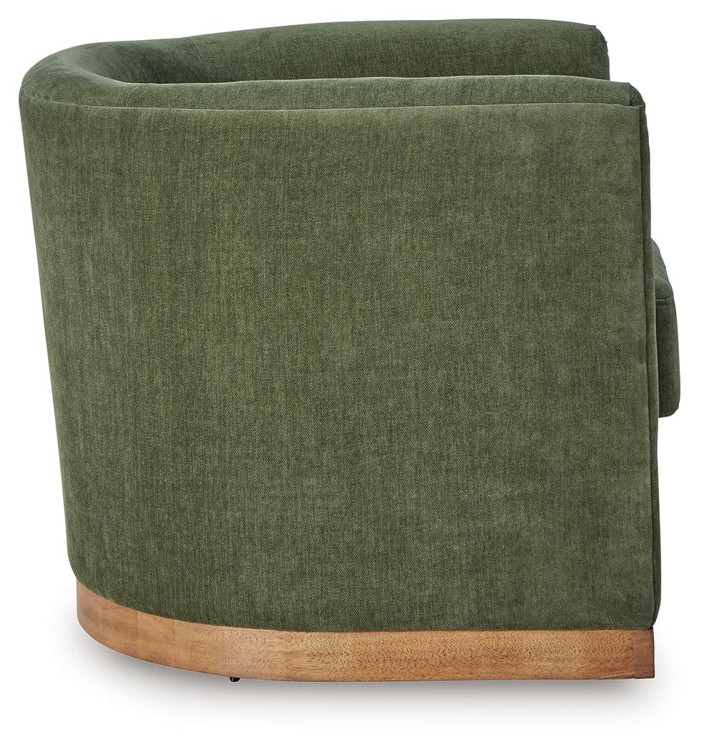 Jersonlow Forest Green Swivel Chair by Ashley at Eve Furniture