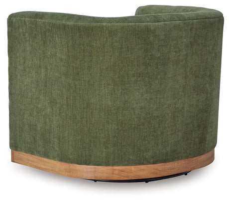 Jersonlow Forest Green Swivel Chair by Ashley at Eve Furniture