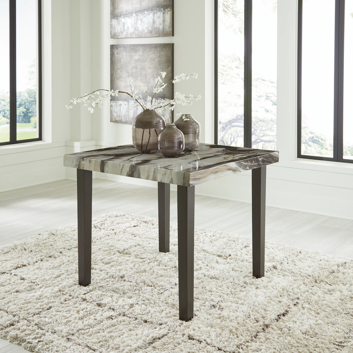 Jeshina Dark Brown/Beige Counter Height Dining Table and 4 Barstools by Ashley at Eve Furniture