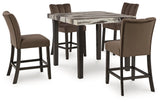 Jeshina Dark Brown/Beige Counter Height Dining Table and 4 Barstools by Ashley at Eve Furniture