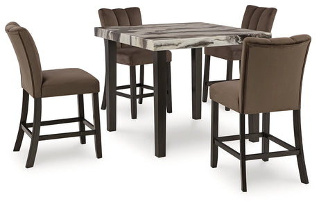 Jeshina Dark Brown/Beige Counter Height Dining Table and 4 Barstools by Ashley at Eve Furniture
