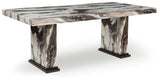 Jeshina Dark Brown/Beige Dining Table and 6 Chairs by Ashley at Eve Furniture