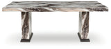 Jeshina Dark Brown/Beige Dining Table and 6 Chairs by Ashley at Eve Furniture