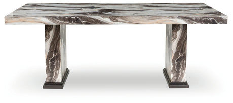 Jeshina Dark Brown/Beige Dining Table and 6 Chairs by Ashley at Eve Furniture