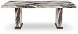Jeshina Dark Brown/Beige Dining Table by Ashley at Eve Furniture