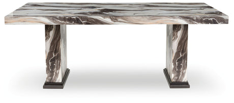 Jeshina Dark Brown/Beige Dining Table by Ashley at Eve Furniture