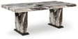 Jeshina Dark Brown/Beige Dining Table by Ashley at Eve Furniture
