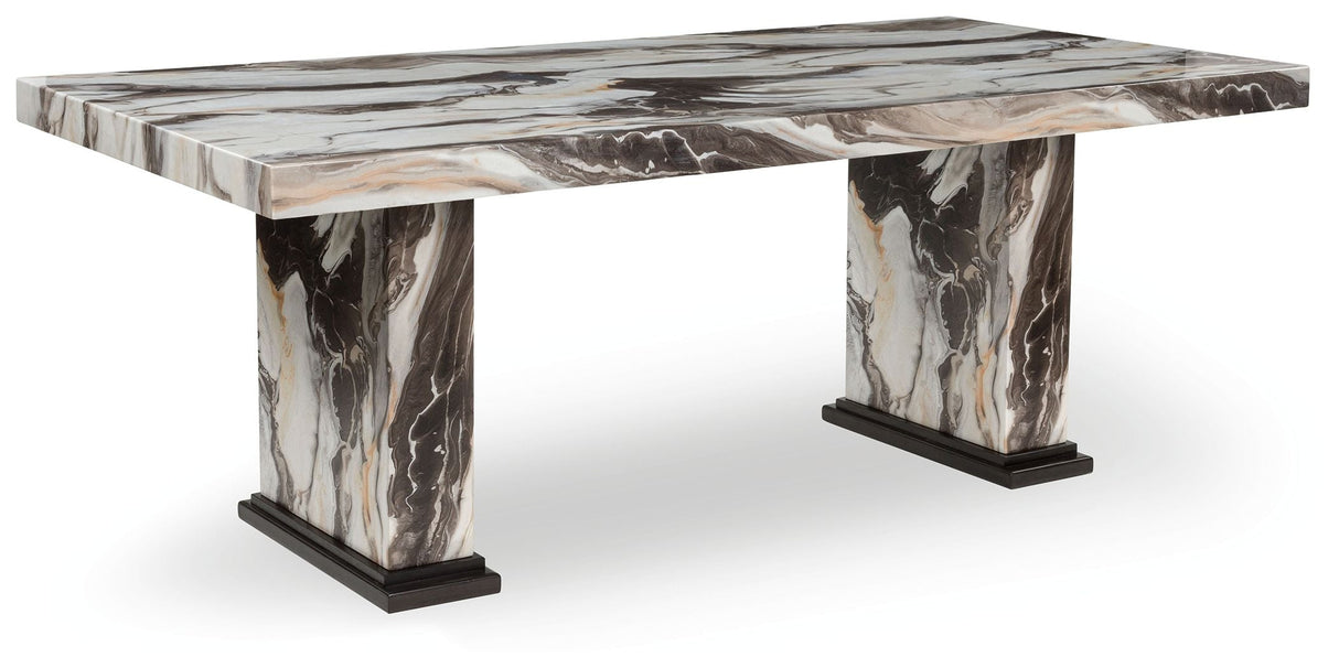 Jeshina Dark Brown/Beige Dining Table by Ashley at Eve Furniture