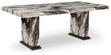 Jeshina Dark Brown/Beige Dining Table by Ashley at Eve Furniture