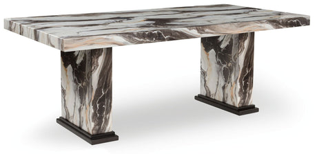 Jeshina Dark Brown/Beige Dining Table by Ashley at Eve Furniture