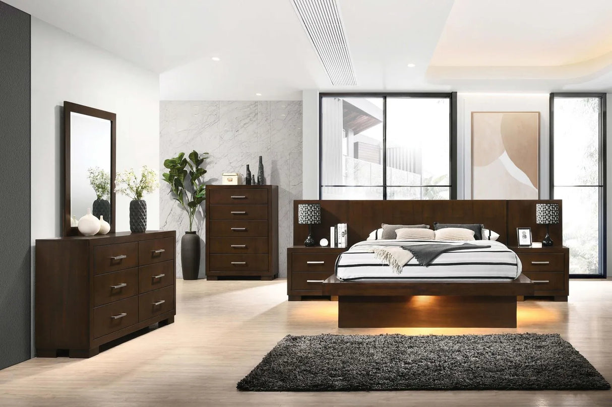 Jessica Cappuccino 5-Piece King Bedroom Set with Nightstand Panels by Coaster at Eve Furniture