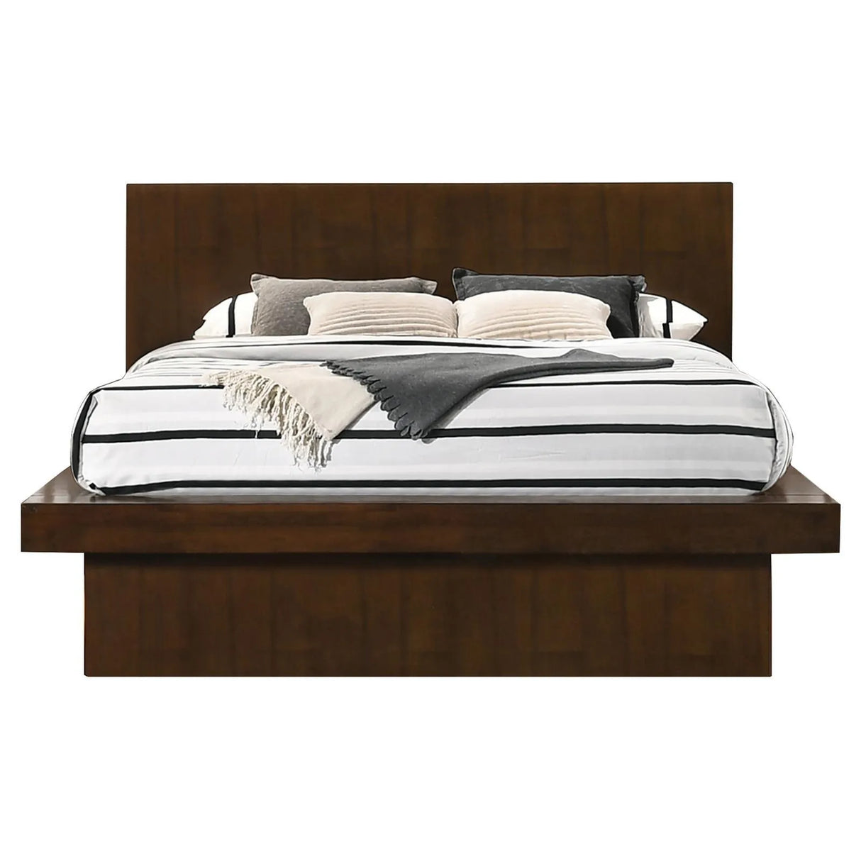 Jessica Cappuccino Queen Platform Bed with Rail Seating by Coaster at Eve Furniture