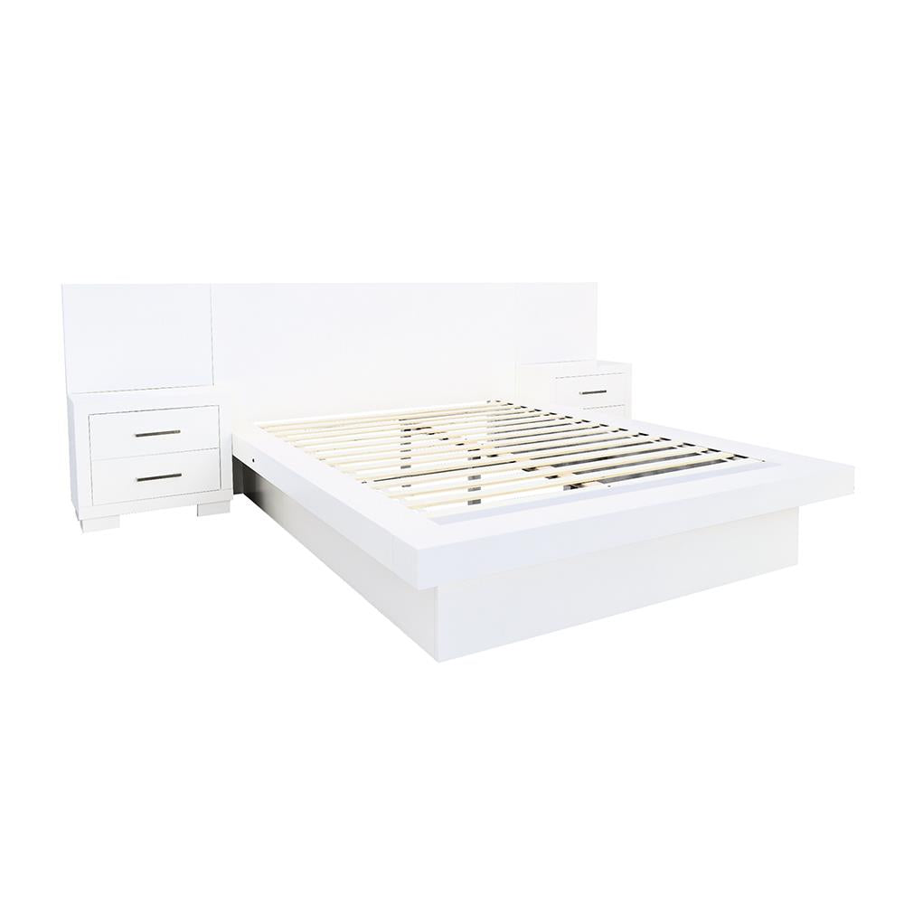 Jessica Eastern King Platform Bed with Rail Seating White