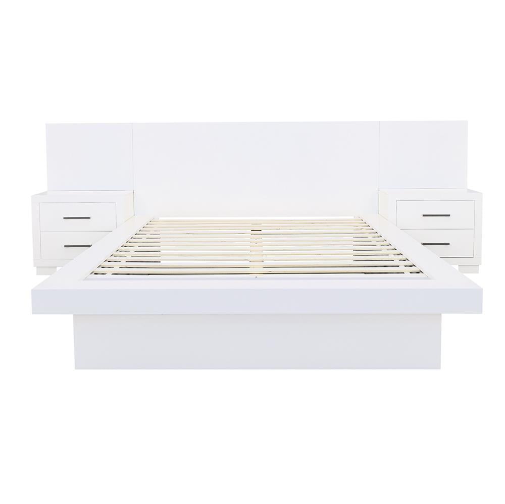 Jessica Eastern King Platform Bed with Rail Seating White