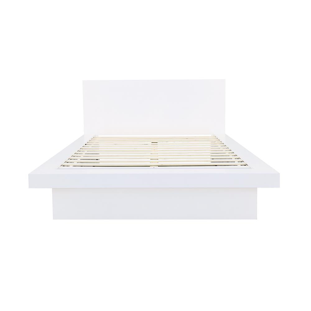 Jessica Queen Platform Bed with Rail Seating White