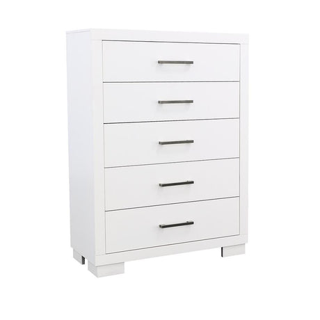 Jessica White 5-Drawer Chest by Coaster at Eve Furniture