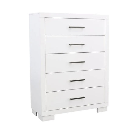 Jessica White 5-Drawer Chest by Coaster at Eve Furniture