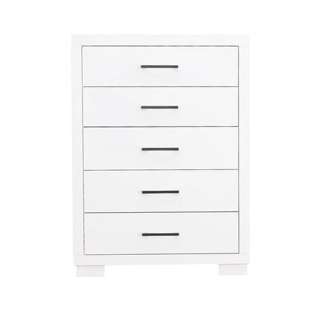 Jessica White 5-Drawer Chest by Coaster at Eve Furniture