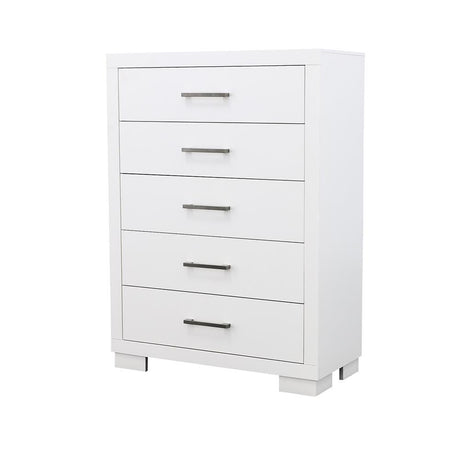 Jessica White 5-Drawer Chest by Coaster at Eve Furniture