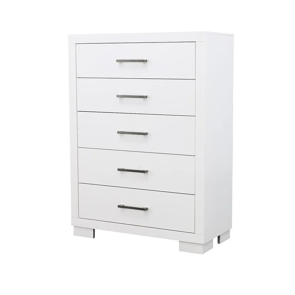Jessica White 5-Drawer Chest by Coaster at Eve Furniture