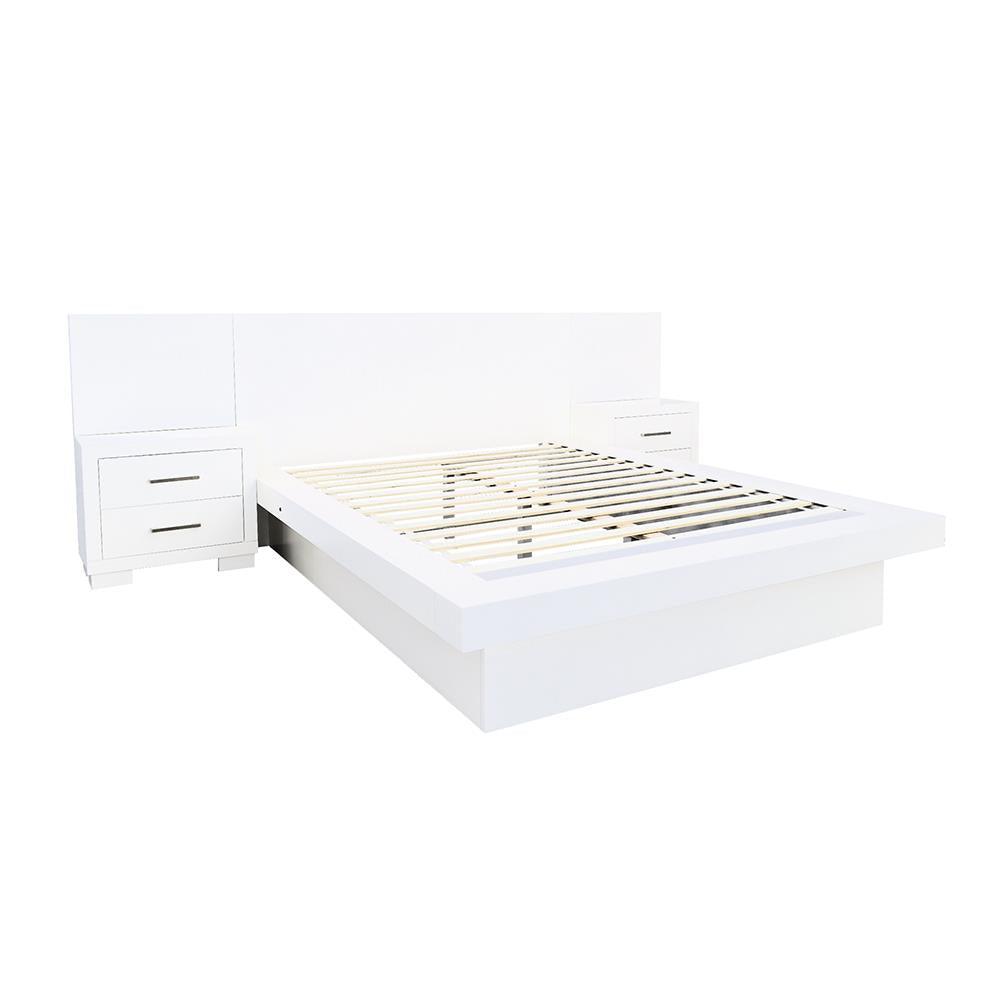 Jessica White Eastern King Platform Bed with Rail Seating by Coaster at Eve Furniture