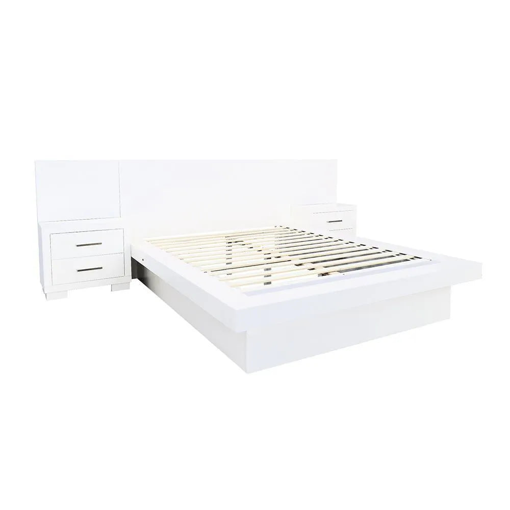 Jessica White Queen Platform Bed with Rail Seating by Coaster at Eve Furniture