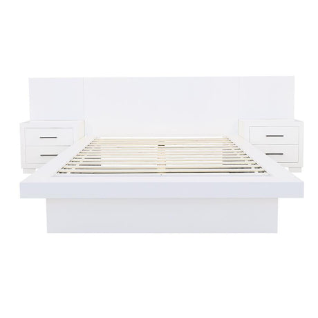 Jessica White Queen Platform Bed with Rail Seating by Coaster at Eve Furniture