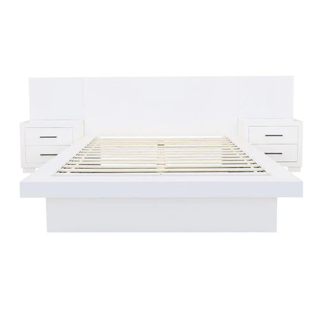 Jessica White Queen Platform Bed with Rail Seating by Coaster at Eve Furniture