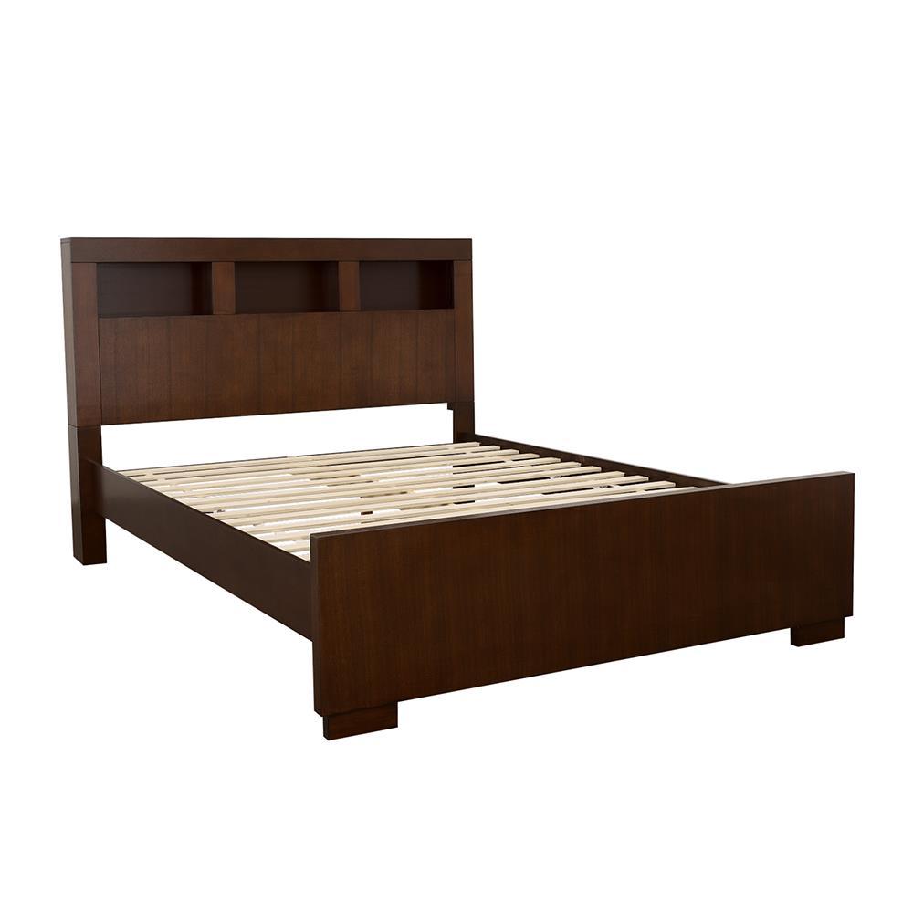 Jessica California King Bed with Storage Headboard Cappuccino by Coaster at Eve Furniture