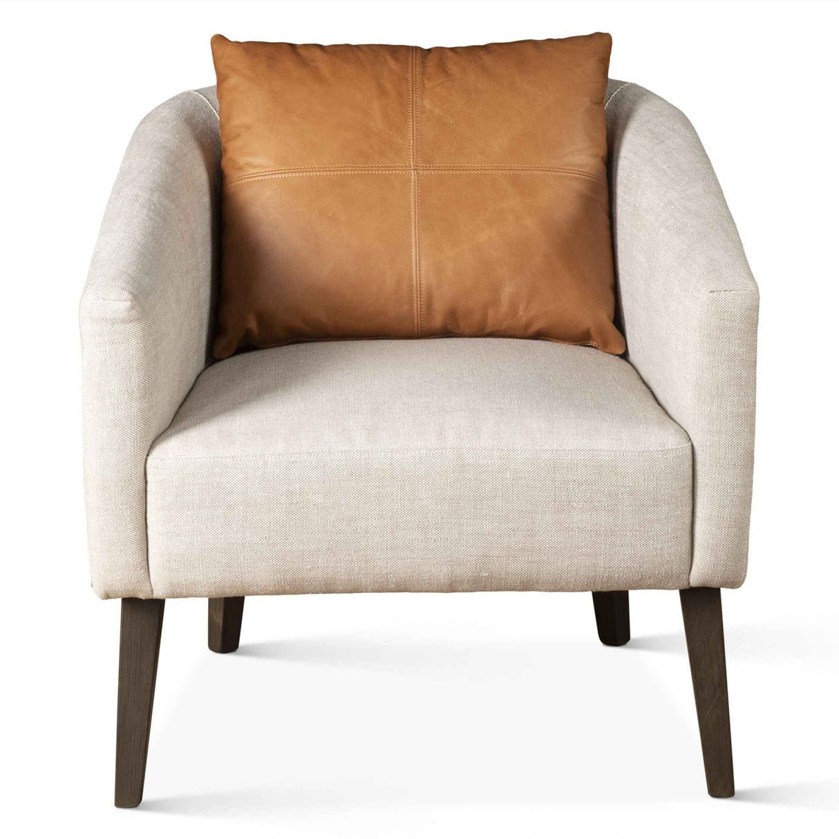 Jessie 22" Accent Chair in Beige Linen with Tan Leather Accent Pillow by Home Trends & Design at Eve Furniture