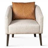 Jessie 22" Accent Chair in Beige Linen with Tan Leather Accent Pillow by Home Trends & Design at Eve Furniture