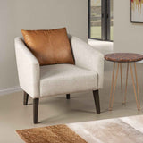 Jessie 22" Accent Chair in Beige Linen with Tan Leather Accent Pillow by Home Trends & Design at Eve Furniture