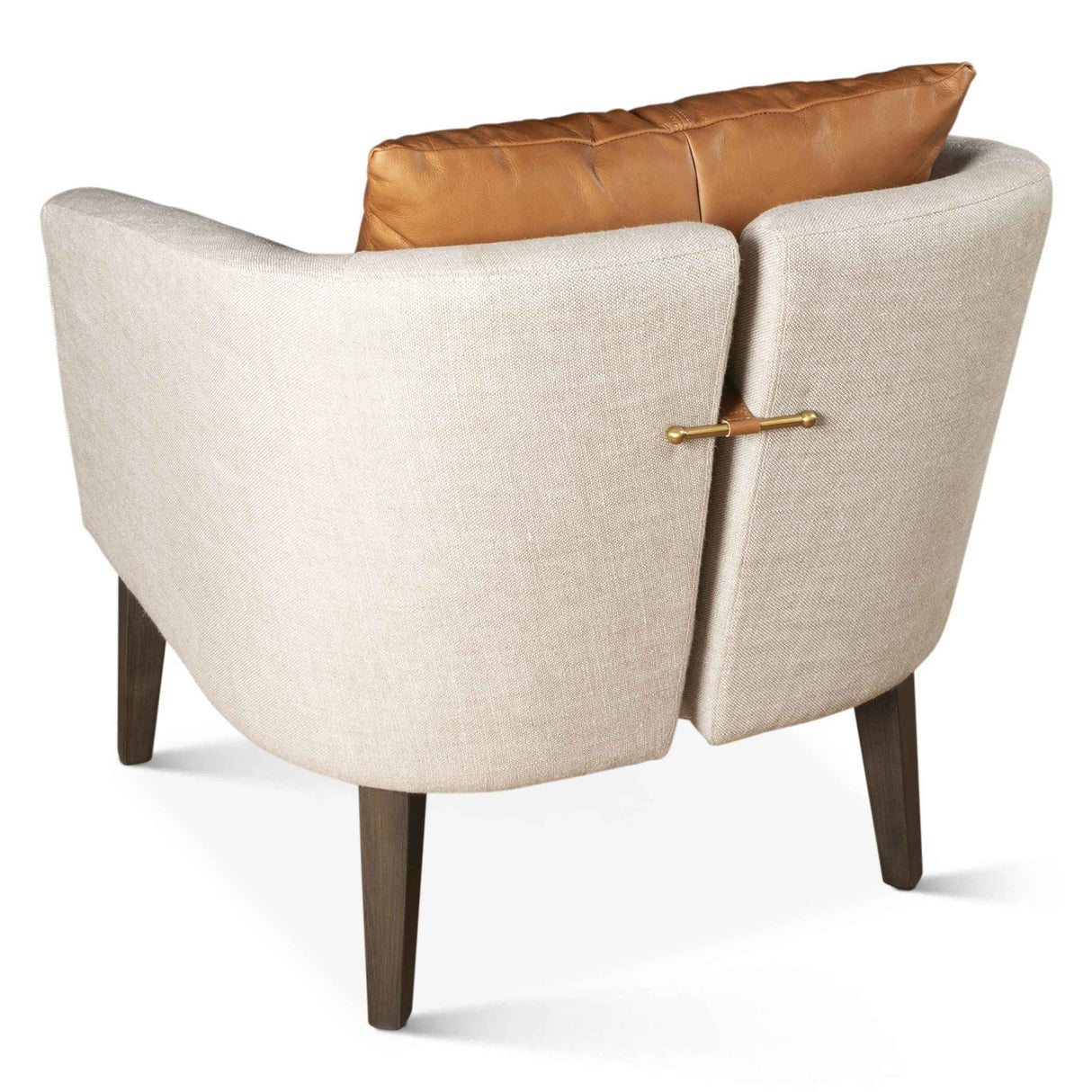 Jessie 22" Accent Chair in Beige Linen with Tan Leather Accent Pillow by Home Trends & Design at Eve Furniture