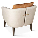 Jessie 22" Accent Chair in Beige Linen with Tan Leather Accent Pillow by Home Trends & Design at Eve Furniture