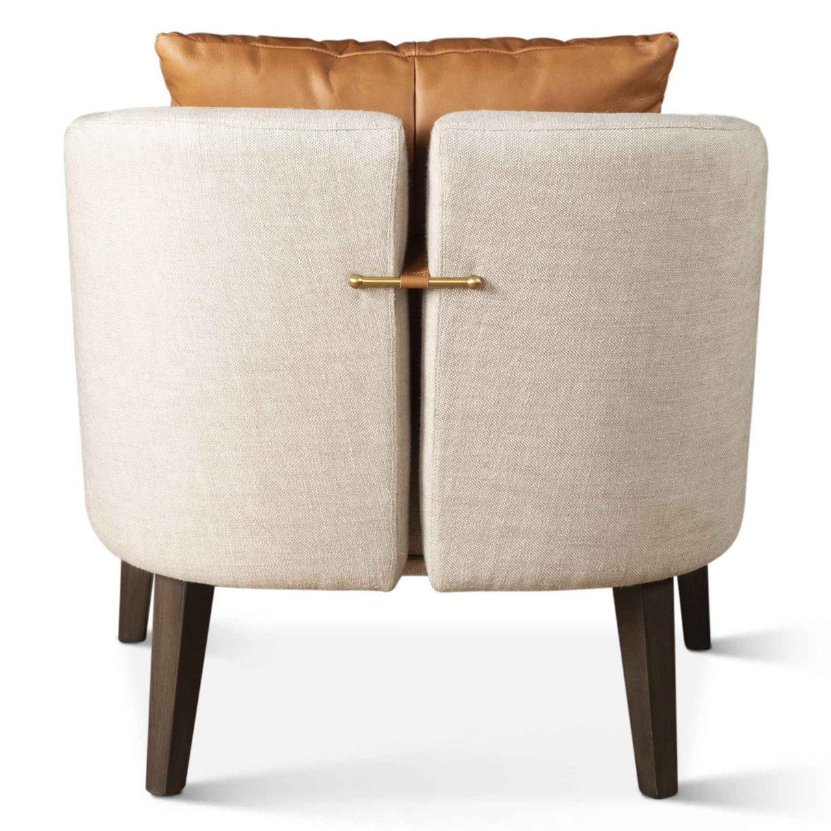 Jessie 22" Accent Chair in Beige Linen with Tan Leather Accent Pillow by Home Trends & Design at Eve Furniture