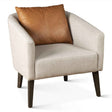 Jessie 22" Accent Chair in Beige Linen with Tan Leather Accent Pillow by Home Trends & Design at Eve Furniture