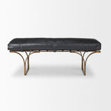 Jessie 55L x 16W Black Leather Seat W/Gold Metal Base Accent Bench by Mercana at Eve Furniture