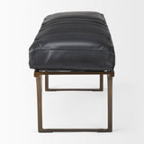 Jessie 55L x 16W Black Leather Seat W/Gold Metal Base Accent Bench by Mercana at Eve Furniture