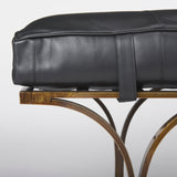 Jessie 55L x 16W Black Leather Seat W/Gold Metal Base Accent Bench by Mercana at Eve Furniture