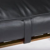 Jessie 55L x 16W Black Leather Seat W/Gold Metal Base Accent Bench by Mercana at Eve Furniture