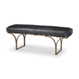 Jessie 55L x 16W Black Leather Seat W/Gold Metal Base Accent Bench by Mercana at Eve Furniture