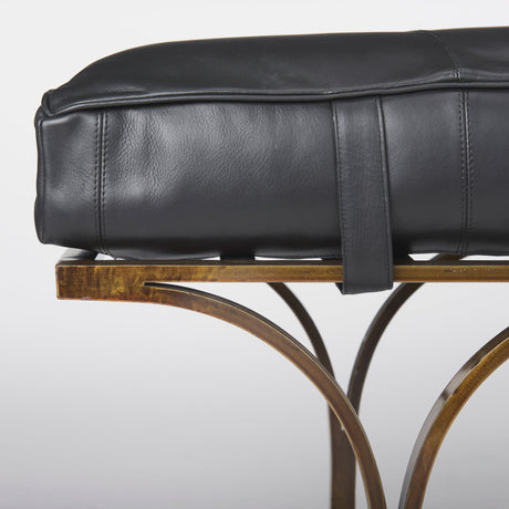 Jessie Black Leather Seat W/Gold Metal Base Accent Bench by Mercana at Eve Furniture