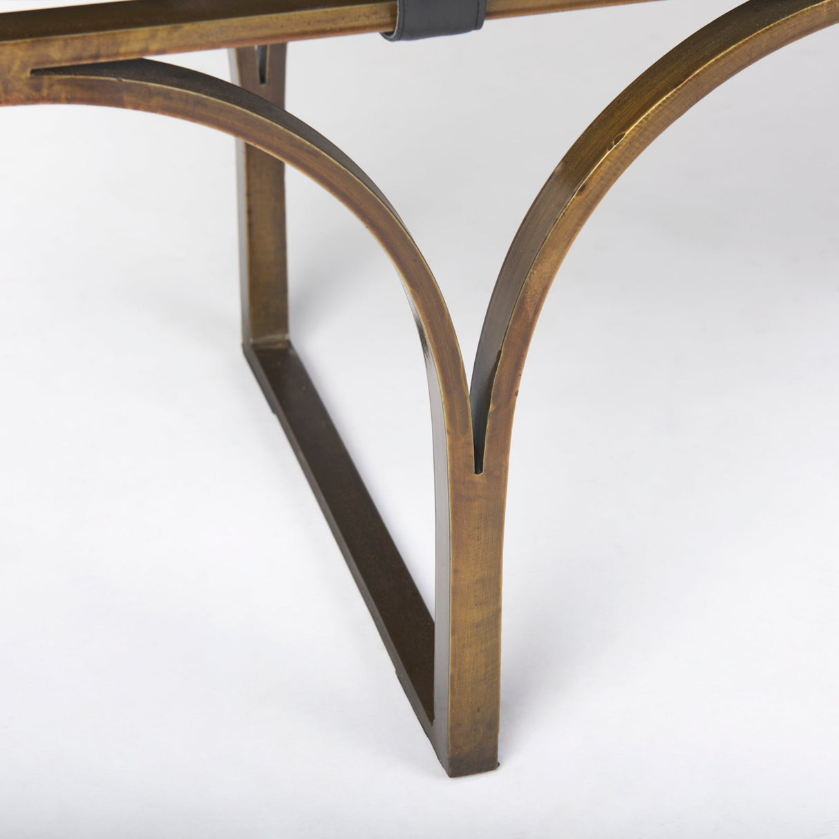 Jessie Black Leather Seat W/Gold Metal Base Accent Bench by Mercana at Eve Furniture