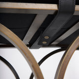 Jessie Black Leather Seat W/Gold Metal Base Accent Bench by Mercana at Eve Furniture