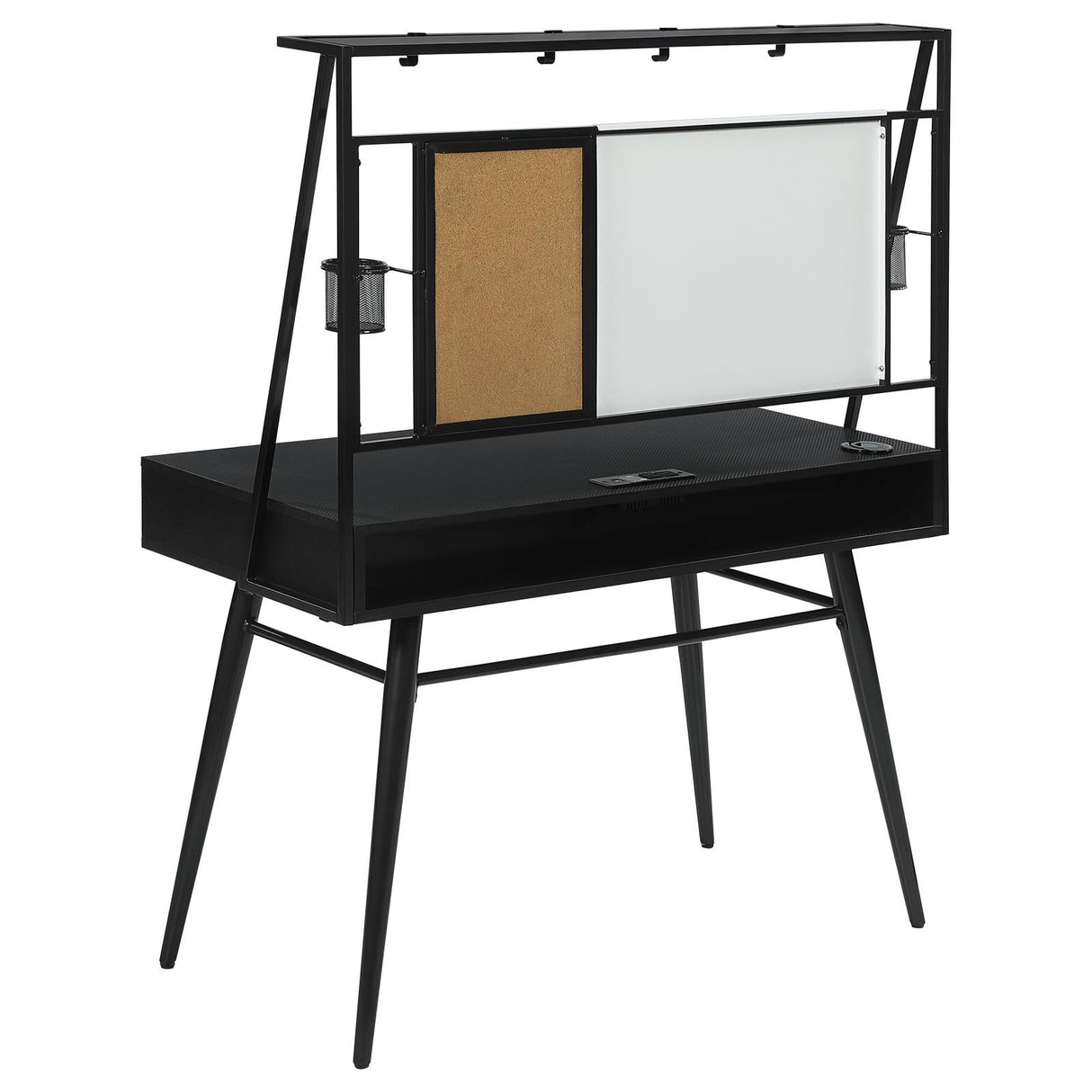 Jessie Black/Gunmetal Writing Desk with USB Ports