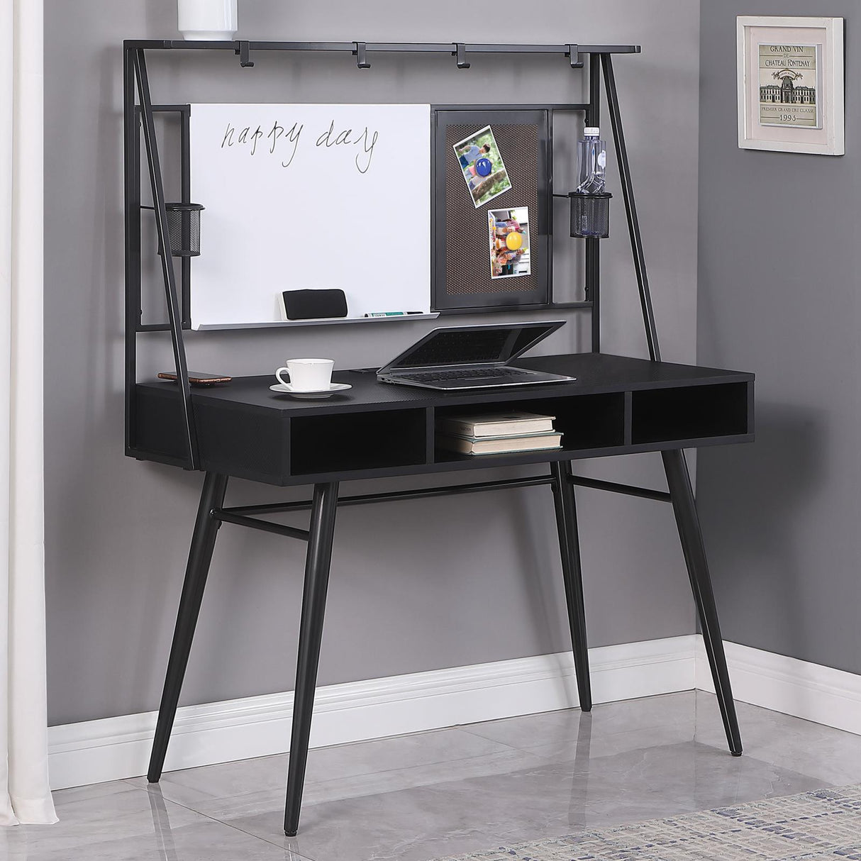 Jessie Black/Gunmetal Writing Desk with USB Ports by Coaster at Eve Furniture