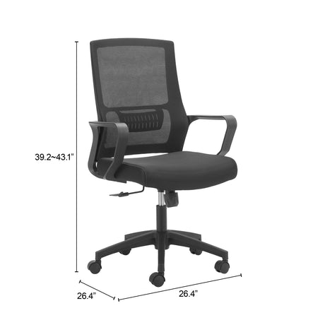 Jett Black Low Back Office Chair by Zuomod at Eve Furniture