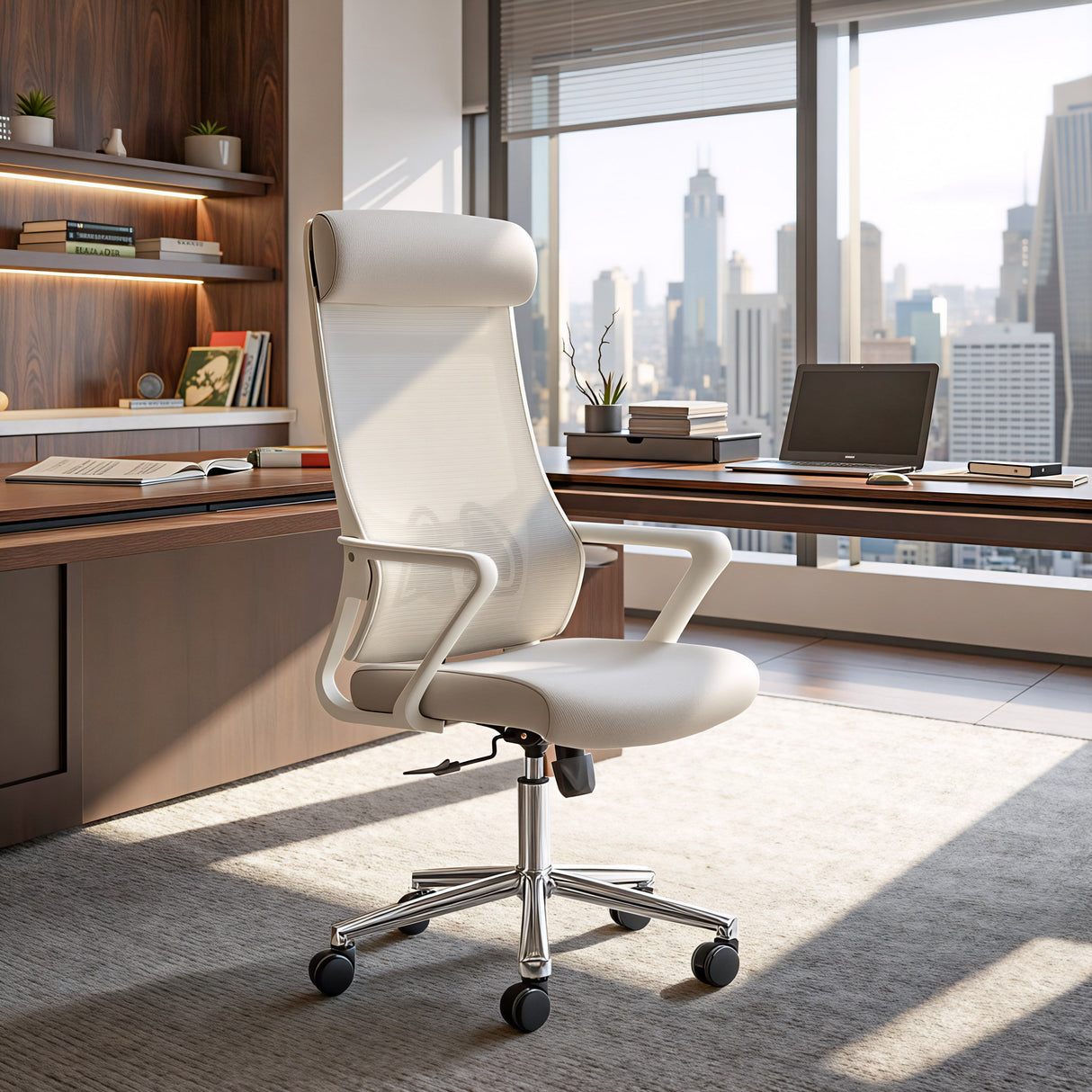 Jett Light Gray High Back Office Chair by Zuomod at Eve Furniture