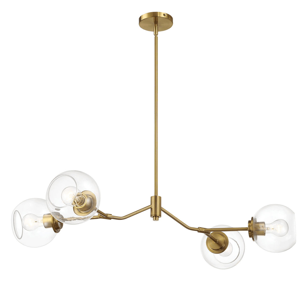 Jewel Four Lights Modern Farmhouse Chandelier Ceiling Hanging Light Fixture For Kitchen Island Dining Room 36"L × 20"W × 7.25"H with Clear Glass