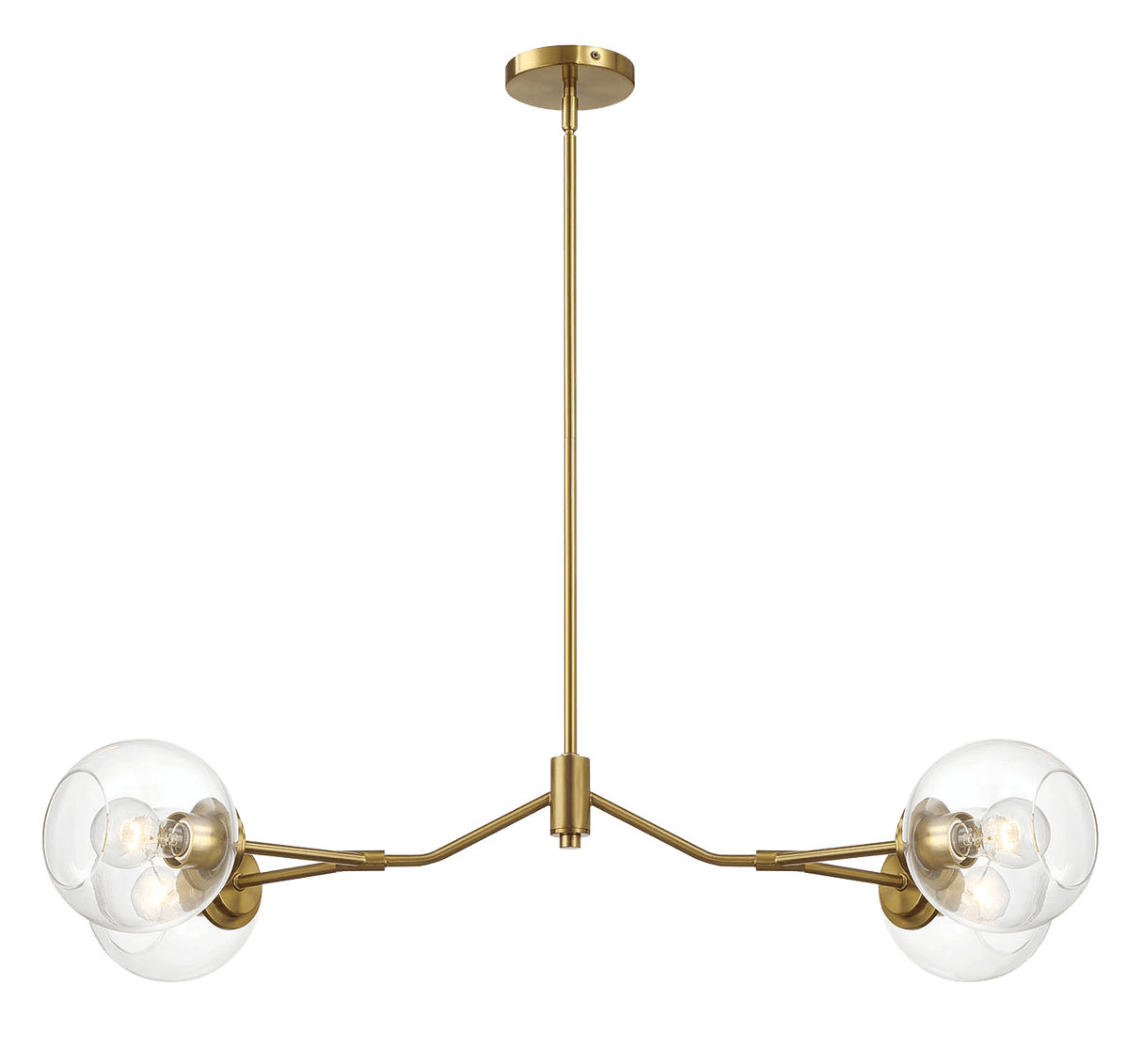 Jewel Four Lights Modern Farmhouse Chandelier Ceiling Hanging Light Fixture For Kitchen Island Dining Room 36"L × 20"W × 7.25"H with Clear Glass